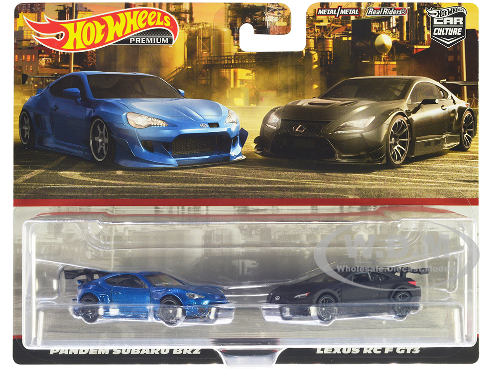 Subaru "Pandem" BRZ Blue Metallic and Lexus RC F GT3 Matt Black "Car Culture" Set of 2 Cars Diecast Model Cars by Hot Wheels