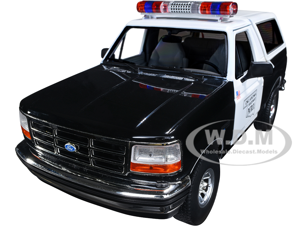 1996 Ford Bronco Police Black and White Oklahoma Highway Patrol "Artisan Collection" 1/18 Diecast Model Car by Greenlight