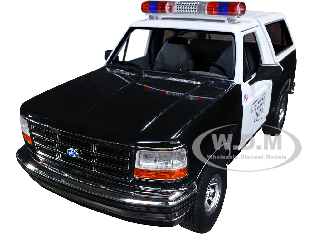 1996 Ford Bronco Police Black and White Oklahoma Highway Patrol Artisan Collection 1/18 Diecast Model Car by Greenlight