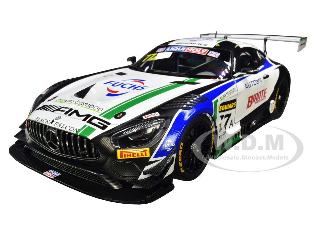 Image of Mercedes AMG GT3 77A M. Engel - L. Stolz - G. Paffett Team Craft Bamboo Black Falcon Bathurst 12 Hour (2019) 1/18 Model Car by Autoart