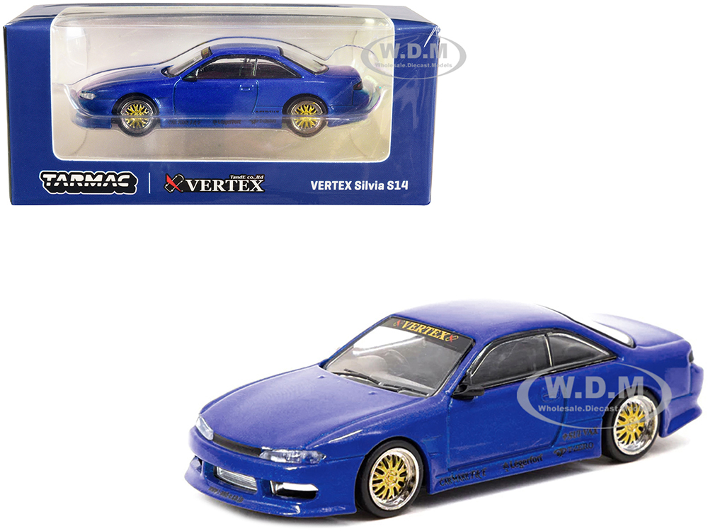 Nissan VERTEX Silvia S14 RHD (Right Hand Drive) Blue Metallic Global64 Series 1/64 Diecast Model Car By Tarmac Works