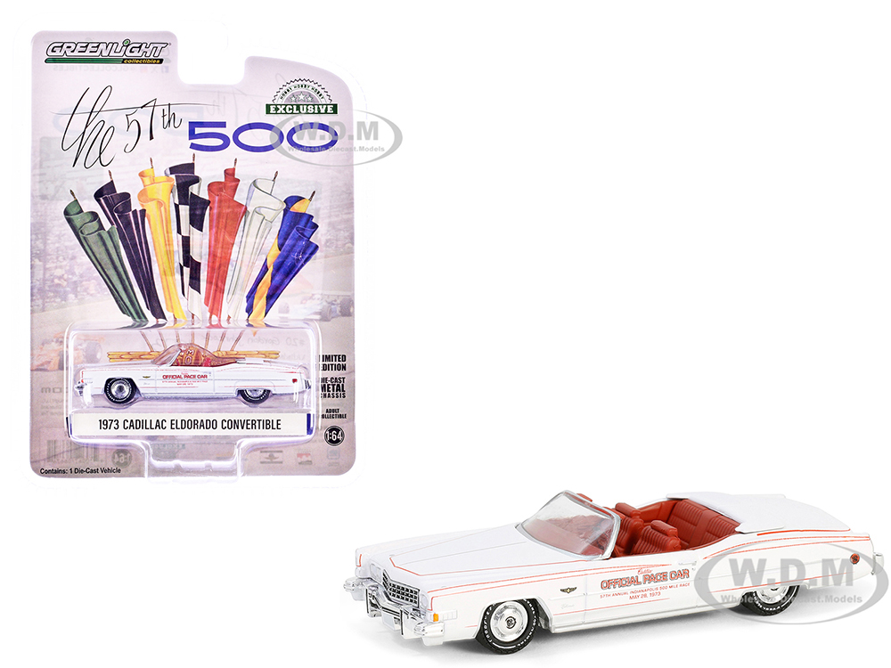 1973 Cadillac Eldorado Convertible "57th Annual Indianapolis 500 Mile Race Official Pace Car" White with Red Interior "Hobby Exclusive" Series 1/64 D