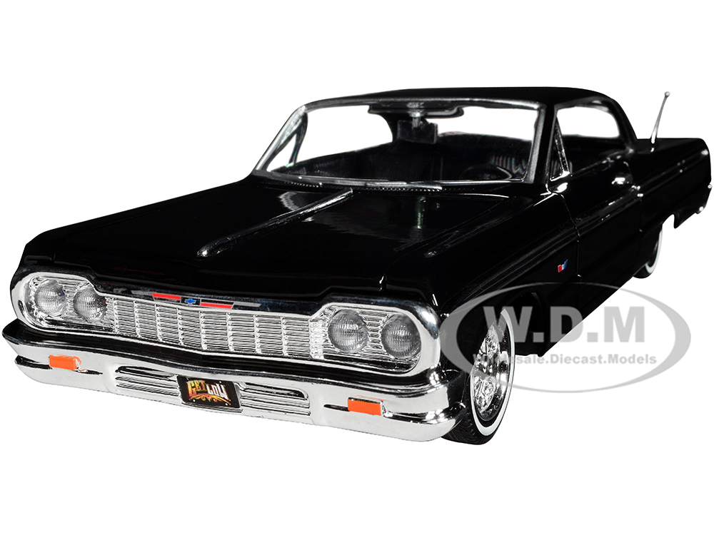 1964 Chevrolet Impala Lowrider Hard Top Black Get Low Series 1/24 Diecast Car Model by Motormax