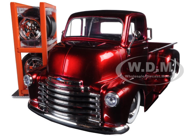 Image of 1952 Chevrolet COE Pickup Truck Red "Just Trucks" with Extra Wheels 1/24 Diecast Model by Jada