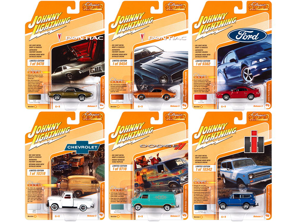 "Classic Gold Collection" 2021 Set B of 6 Cars Release 3 1/64 Diecast Model Cars by Johnny Lightning