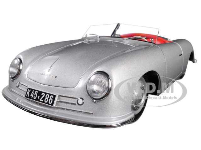 1948 Porsche 356 Number 1 Convertible Revised Edition Silver 1/18 Model Car by Autoart