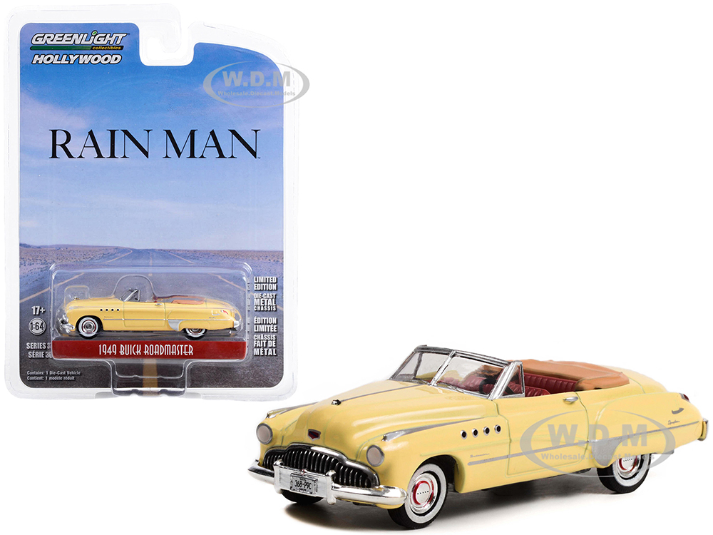 Charlie Babbitts 1949 Buick Roadmaster Convertible Cream "Rain Man" (1988) Movie "Hollywood Series" Release 36 1/64 Diecast Model Car by Greenlight