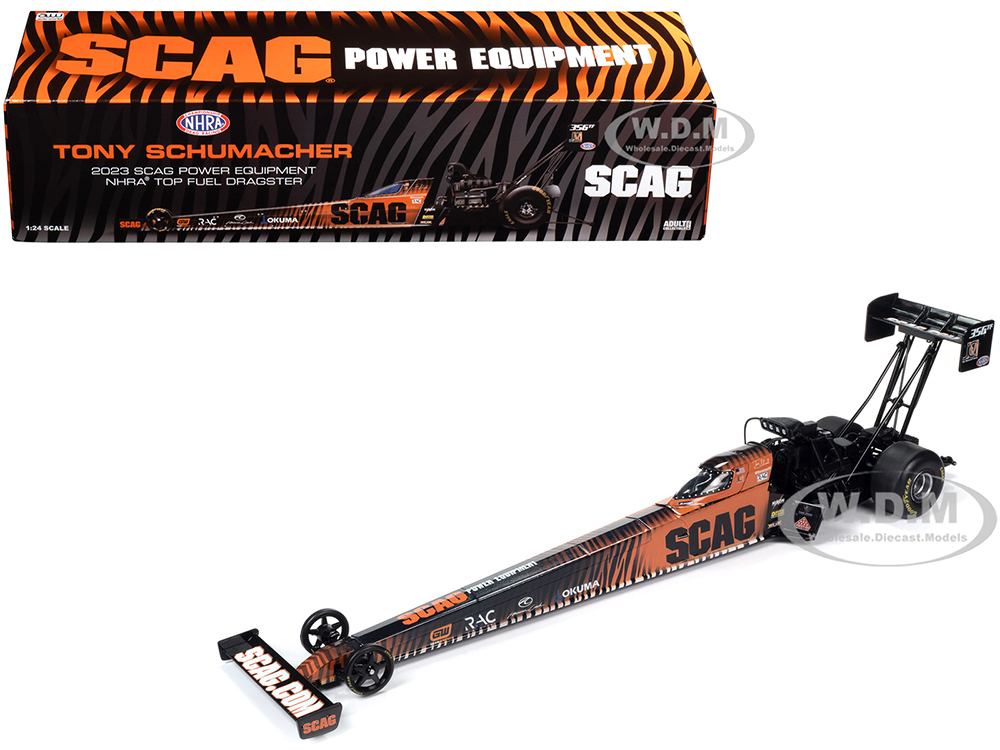 2023 NHRA TFD (Top Fuel Dragster) Tony Schumacher SCAG Power Equipment Orange and Black Maynard Family Racing Team Limited Edition to 1236 pieces Worldwide 1/24 Diecast Model by Auto World
