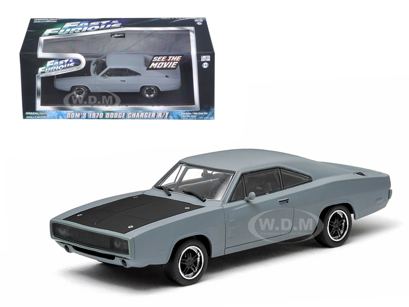 Doms 1970 Dodge Charger R/T Primered Grey "Fast and Furious" Movie (2009) 1/43 Diecast Car Model by Greenlight
