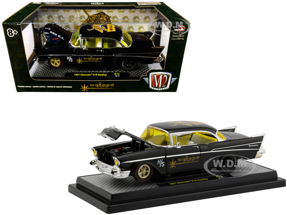 1957 Chevrolet 210 Hardtop "Weiand" Black Limited Edition to 5880 pieces Worldwide 1/24 Diecast Model Car by M2 Machines