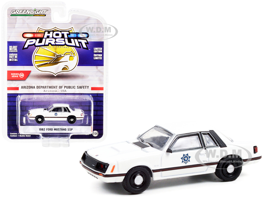 1982 Ford Mustang SSP White Arizona Department of Public Safety Hot Pursuit Series 39 1/64 Diecast Model Car by Greenlight