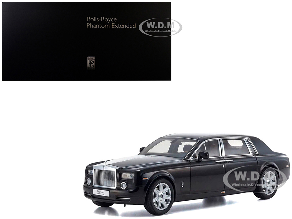 Rolls Royce Phantom EWB (Extended Wheelbase) Diamond Black 1/18 Diecast Model Car by Kyosho
