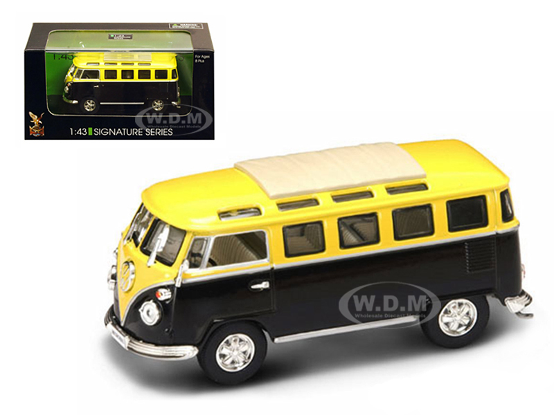 1962 Volkswagen Microbus Van Bus Yellow/Black 1/43 Diecast Car by Road Signature