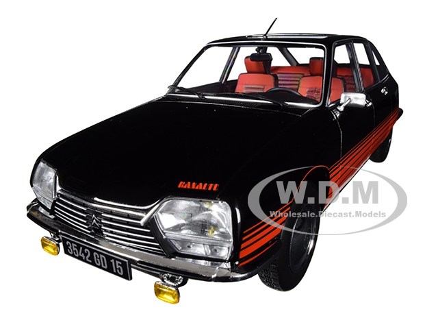 Image of 1978 Citroen GS "Basalte" with Sunroof Open Black and Red Deco 1/18 Diecast Model Car by Norev