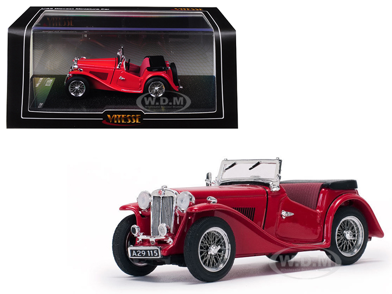 MGTC MG Open No Top Red 1/43 Diecast Model Car by Vitesse