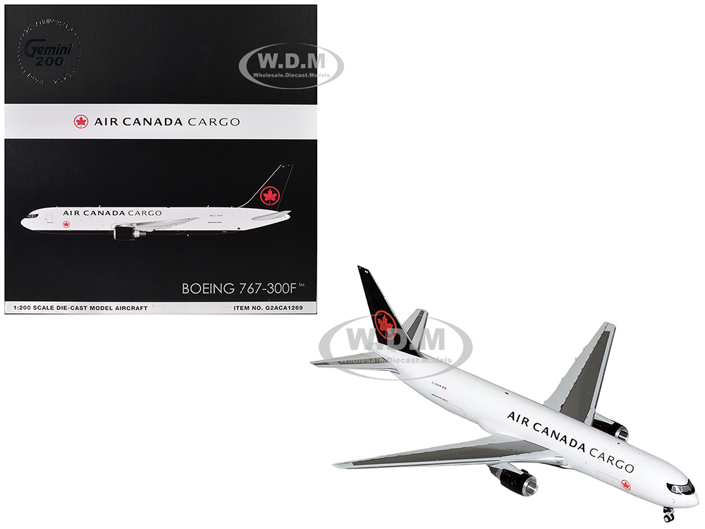 Boeing 767-300F Commercial Aircraft Air Canada Cargo (C-GXHM) White with Black Tail Gemini 200 Series 1/200 Diecast Model Airplane by GeminiJets
