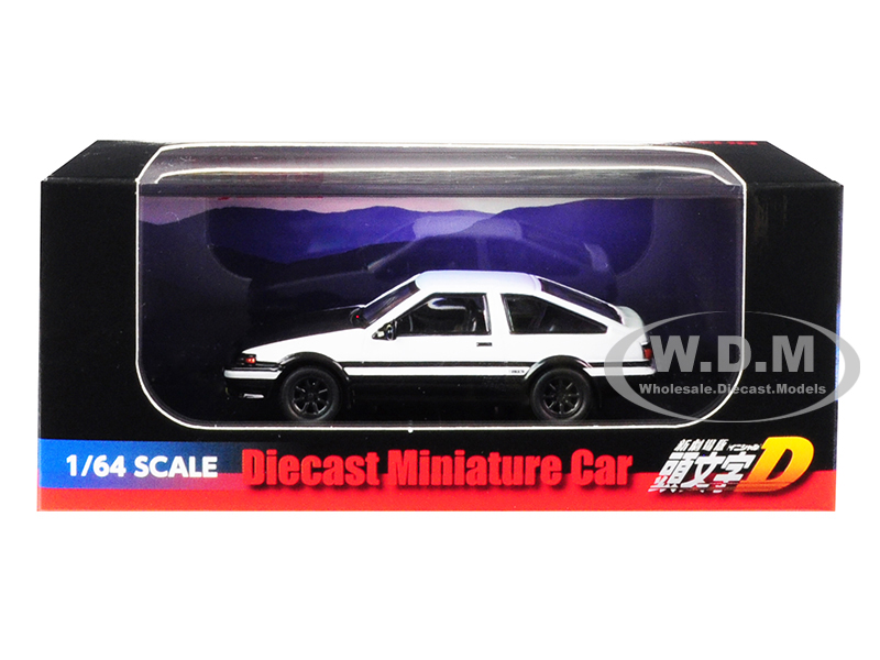 Toyota Sprinter Trueno (ae86) White With Black Bottom And Carbon Hood "initial D" (2016) Movie 1/64 Diecast Model Car By Kyosho