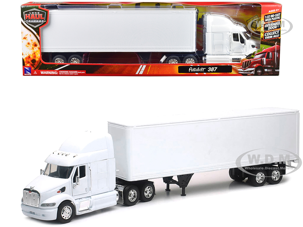 Peterbilt 387 Truck with Dry Goods Trailer White "Long Haul Truckers" Series 1/32 Diecast Model by New Ray