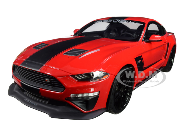 Image of 2019 Ford Mustang Roush Stage 3 Red with Black Stripes 1/18 Model Car by GT Spirit
