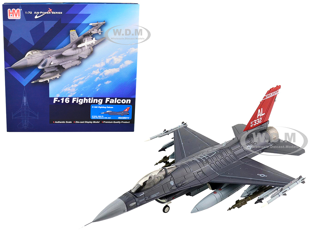 General Dynamics F-16C Fighting Falcon Fighter Aircraft 100th FS 187th FW Alabama ANG (2021) Air Power Series 1/72 Diecast Model by Hobby Master
