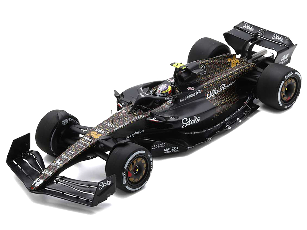 Alfa Romeo C43 #24 Zhou Guanyu Team Stake Formula One F1 Las Vegas GP (2023) with Acrylic Display Case 1/18 Model Car by Spark