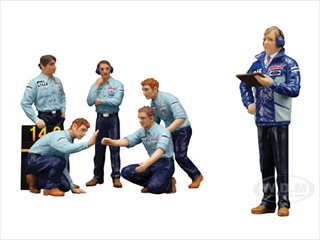 F1 Pit Crew Figures Team Tyrrell 1976 Set of 6pc 1/18 by True Scale Miniatures
