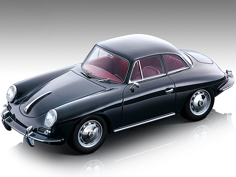 Image of 1961 Porsche 356 Karmann Hardtop Dark Gray with Red Interior "Mythos Series" Limited Edition to 99 pieces Worldwide 1/18 Model Car by Tecnomodel