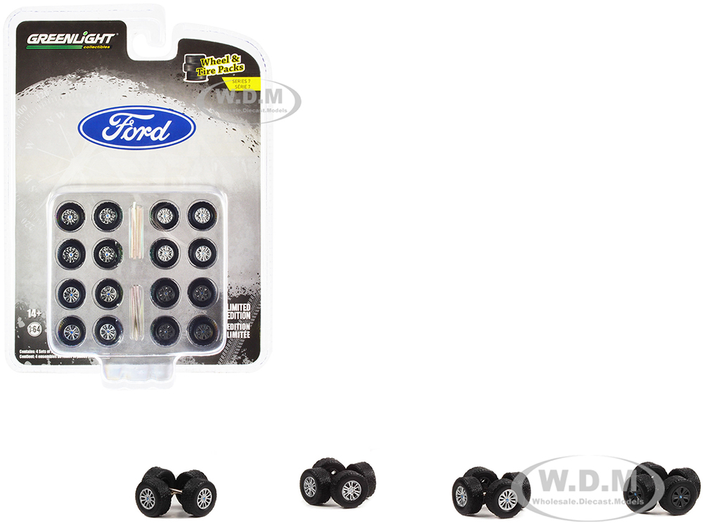 "Thirteenth Generation Ford F-Series" Wheels and Tires Multipack Set of 24 pieces "Wheel &amp; Tire Packs" Series 7 1/64 Scale Models by Greenlight