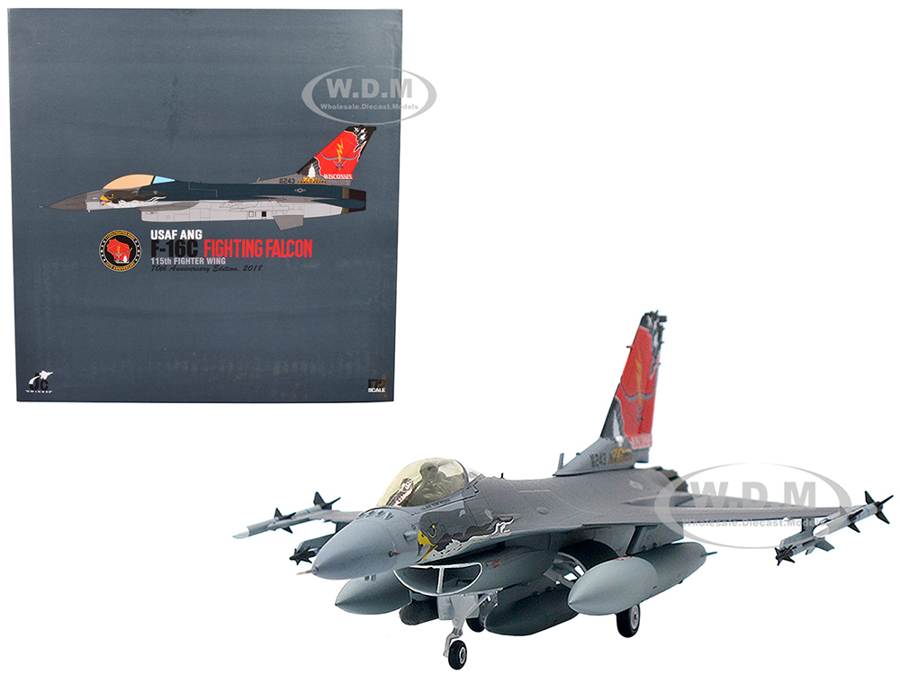 Lockheed F-16C Fighting Falcon Fighter Aircraft USAF ANG 115th Fighter Wing Wisconsin 70th Anniversary (2018) 1/72 Diecast Model By JC Wings