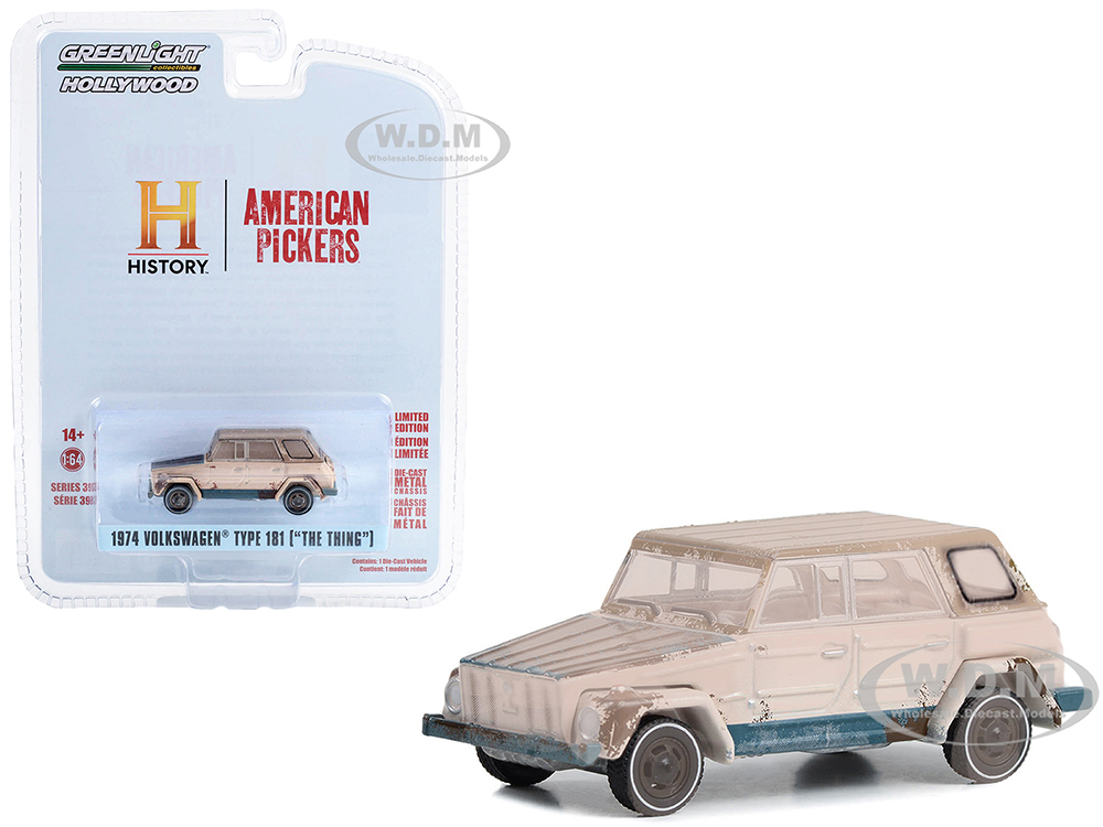 1974 Volkswagen Thing (Type 181) Beige (Weathered) American Pickers (2010-Current) TV Series Hollywood Series Release 39 1/64 Diecast Model Car by Greenlight
