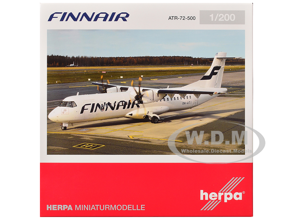 ATR 72-500 Commercial Aircraft FinnAir (OH-ATI) White 1/200 Diecast Model Airplane by Herpa