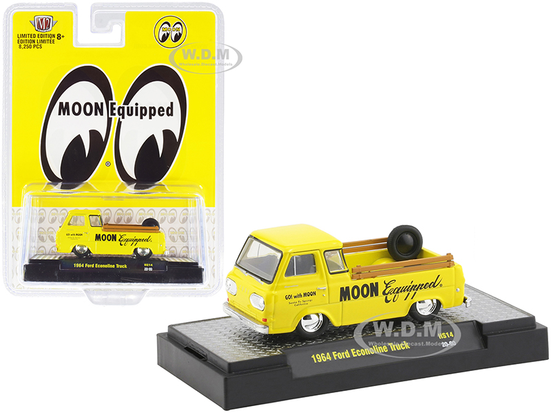 1964 Ford Econoline Pickup Truck Moon Equipped Bright Yellow Limited Edition to 8250 pieces Worldwide 1/64 Diecast Model Car by M2 Machines