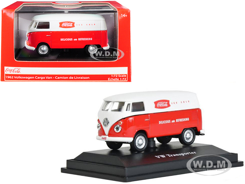 1962 Volkswagen Transporter Cargo Van "coca-cola" Red And White 1/72 Diecast Model By Motorcity Classics