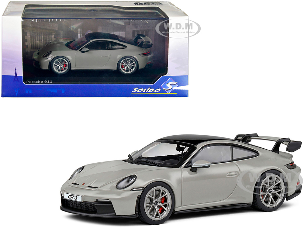 Porsche 911 (992) GT3 Chalk Gray with Black Top 1/43 Diecast Model Car by Solido