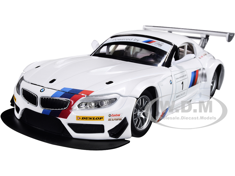 BMW Z4 GT3 1 White and Silver 1/24 Diecast Model Car by Optimum Diecast