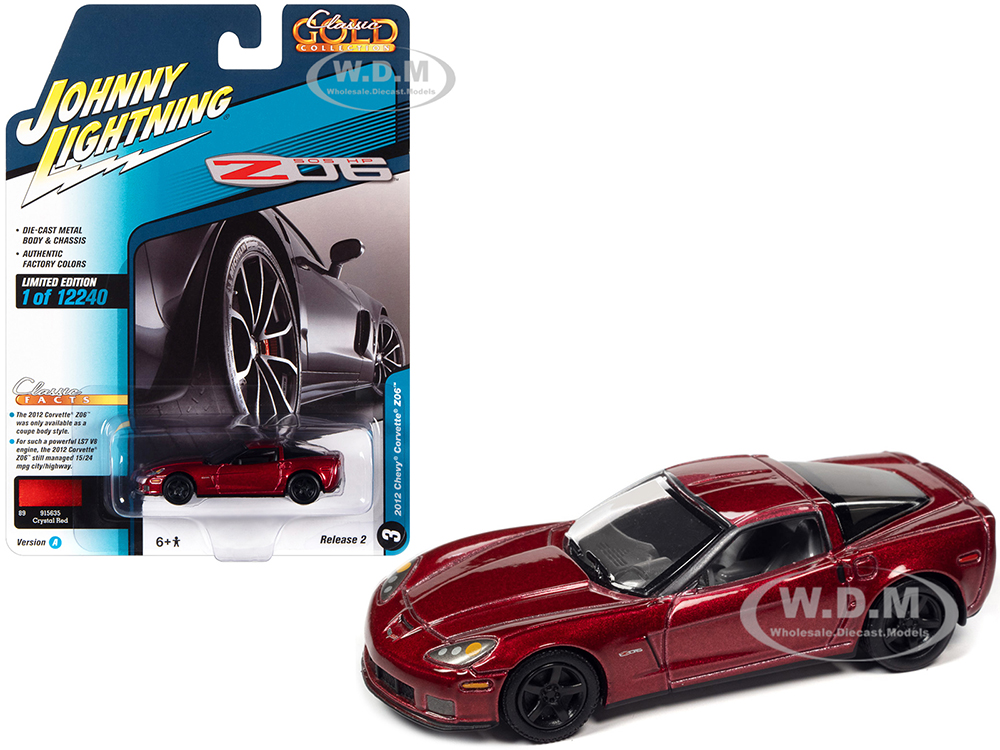 2012 Chevrolet Corvette Z06 Crystal Red Metallic Classic Gold Collection Series Limited Edition to 12240 pieces Worldwide 1/64 Diecast Model Car by Johnny Lightning