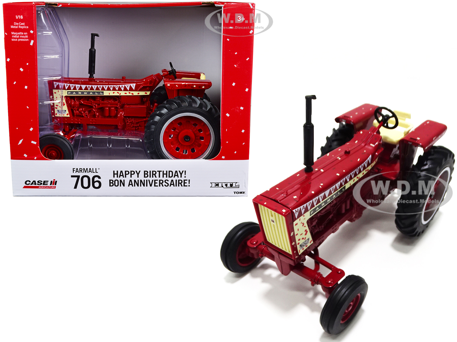Farmall 706 Wide Front Tractor Red Happy Birthday! Edition Case IH Agriculture Series 1/16 Diecast Model by ERTL TOMY