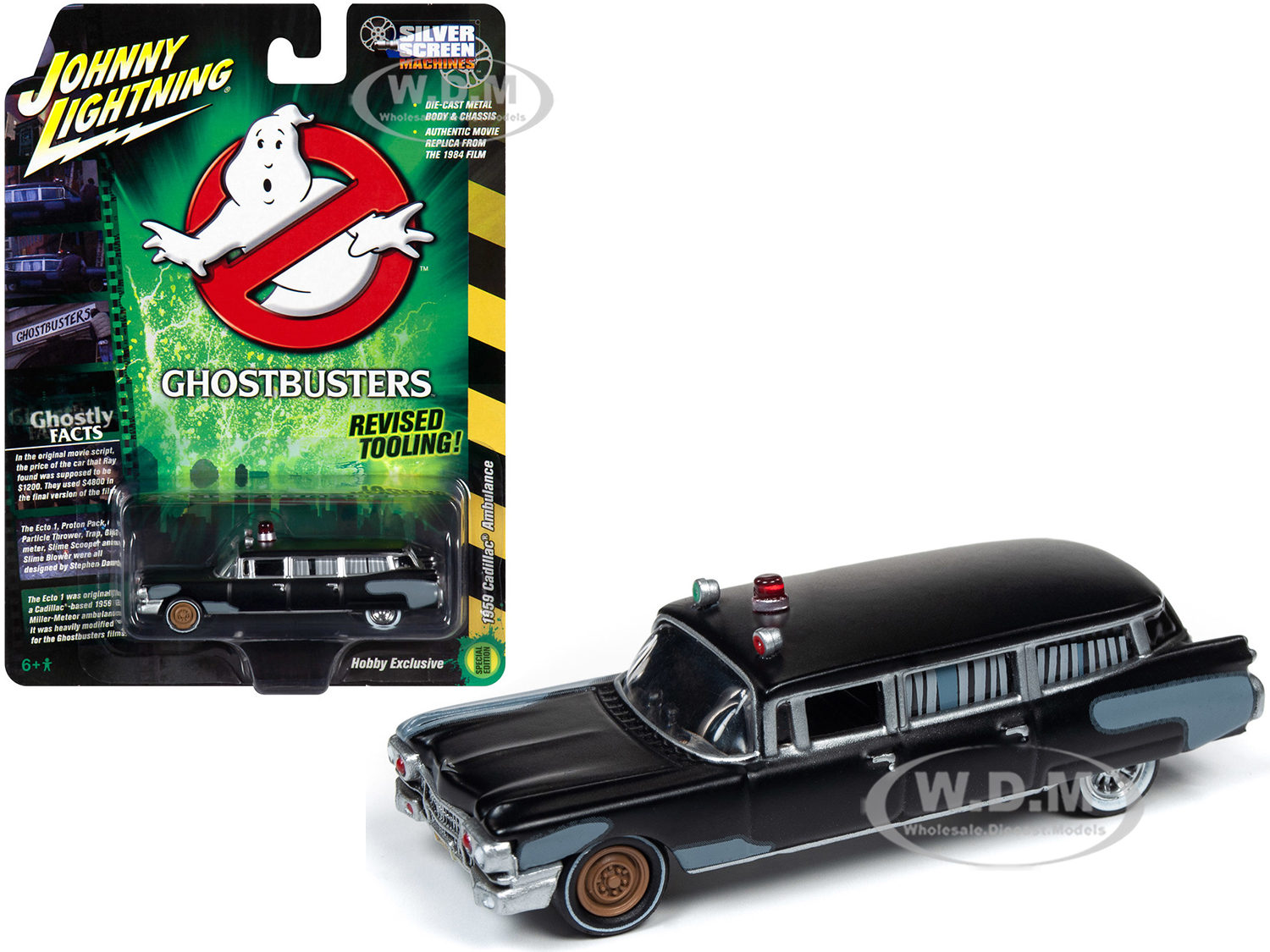 1959 Cadillac Eldorado Ambulance Black "ghostbusters" (1984) Movie 1/64 Diecast Model Car By Johnny Lightning