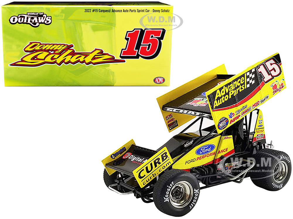Winged Sprint Car 15 Donny Schatz "Advance Auto Parts" Tony Stewart Racing "World of Outlaws" (2022) 1/18 Diecast Model Car by ACME