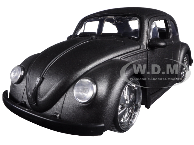 1959 Volkswagen Beetle Satin Metallic Gray With 5 Spoke Wheels 1/24 Diecast Model Car By Jada