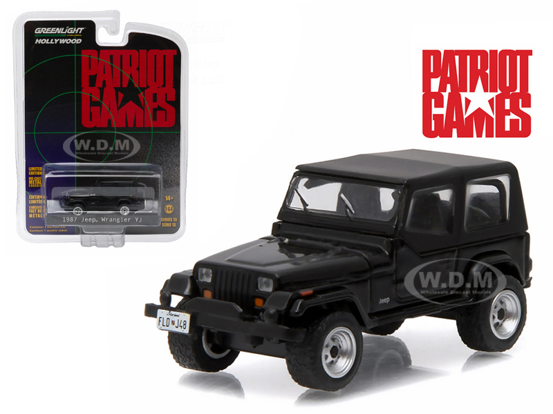 1987 Jeep Wrangler Yj Black "patriot Games" Movie (1992) 1/64 Diecast Model Car By Greenlight
