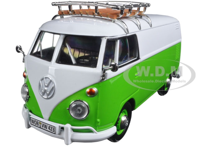 Volkswagen Type 2 (t1) Delivery Van Green/white 1/24 Diecast Model Car By Motormax
