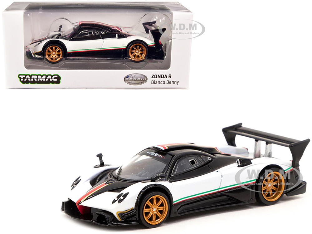 Pagani Zonda R Bianco Benny White and Black Global64 Series 1/64 Diecast Model Car by Tarmac Works