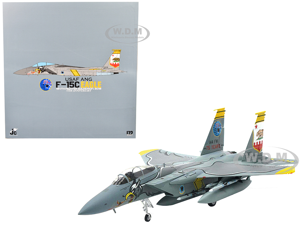 McDonnell Douglas F-15C Eagle Fighter Aircraft 004 California USAF ANG 194th Fighter Squadron 75th Anniversary Edition (2018) 1/72 Diecast Model by JC Wings