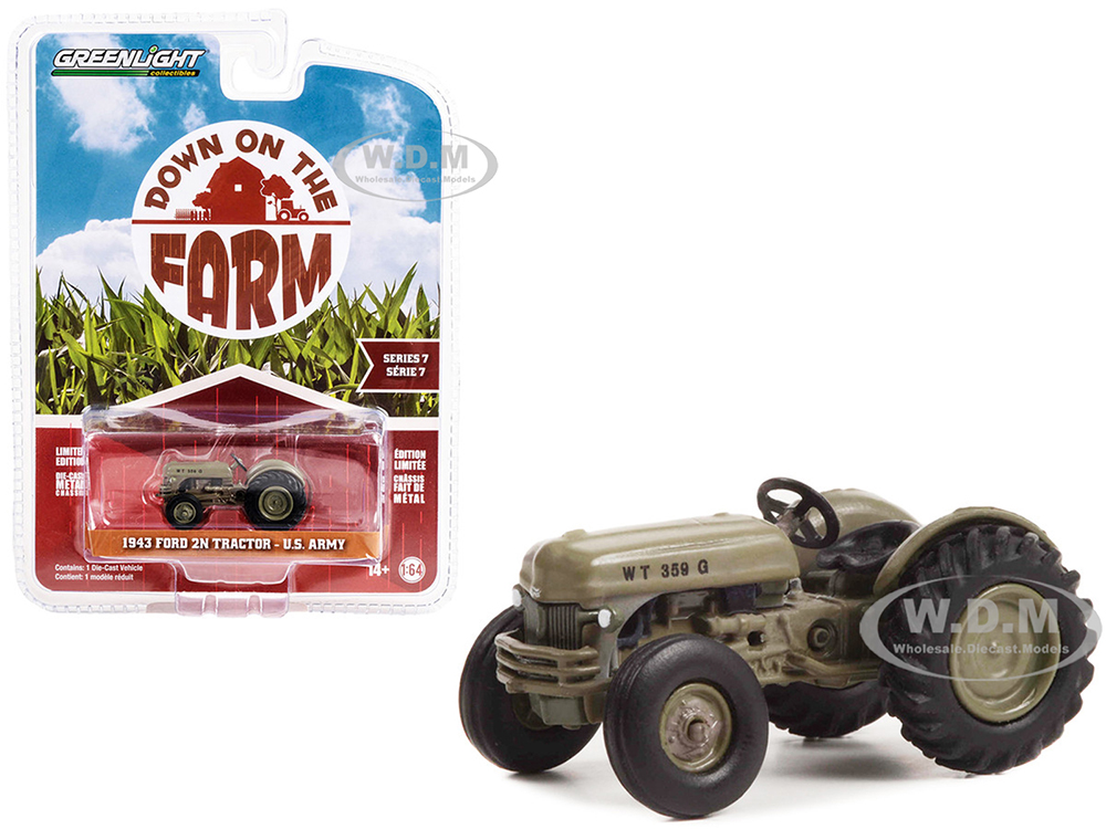 1943 Ford 2N Tractor Brown U.S. Army Down on the Farm Series 7 1/64 Diecast Model by Greenlight