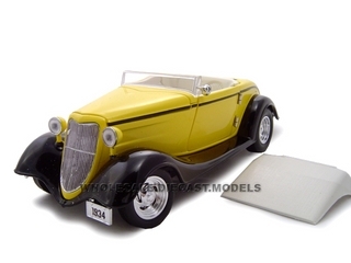 1934 Ford Convertible Custom Yellow 1/24 Diecast Car by Unique Replicas