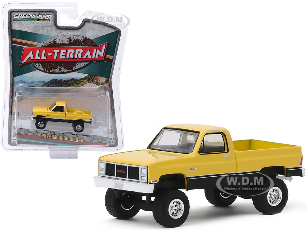 1987 Gmc High Sierra Pickup Truck Colonial Yellow And Black "all Terrain" Series 9 1/64 Diecast Model Car By Greenlight