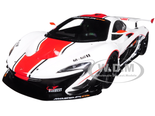 Mclaren P1 GTR Gloss White with Red Stripes 1/18 Model Car by Autoart