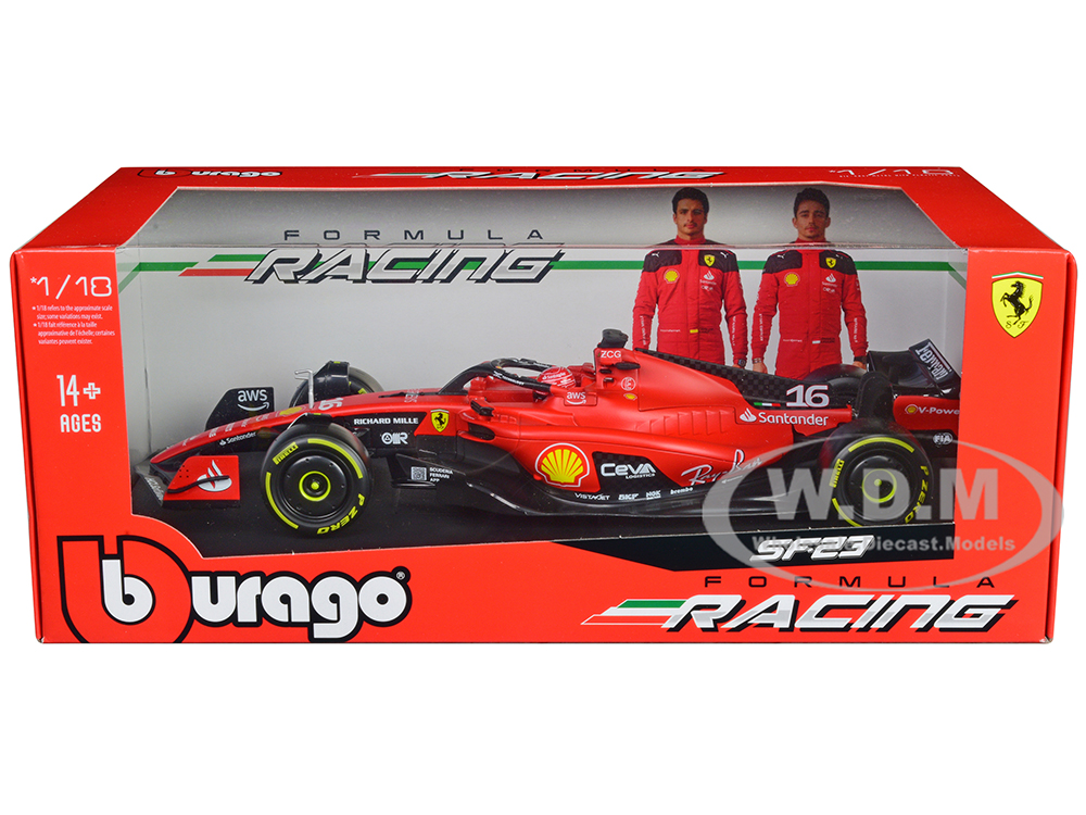 Ferrari SF-23 16 Charles Leclerc Formula One F1 World Championship (2023) "Formula Racing" Series 1/18 Diecast Model Car by Bburago