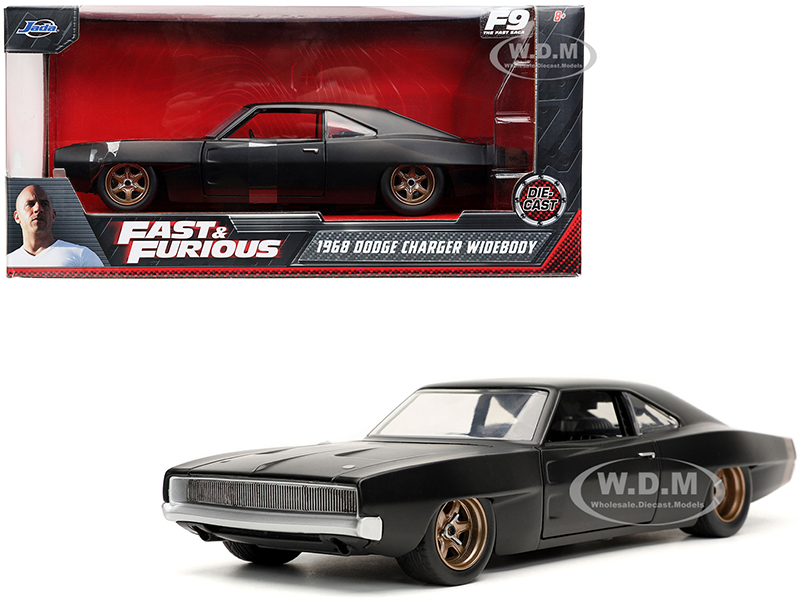 Doms 1968 Dodge Charger Widebody Matt Black "Fast &amp; Furious 9 F9" (2021) Movie 1/24 Diecast Model Car by Jada